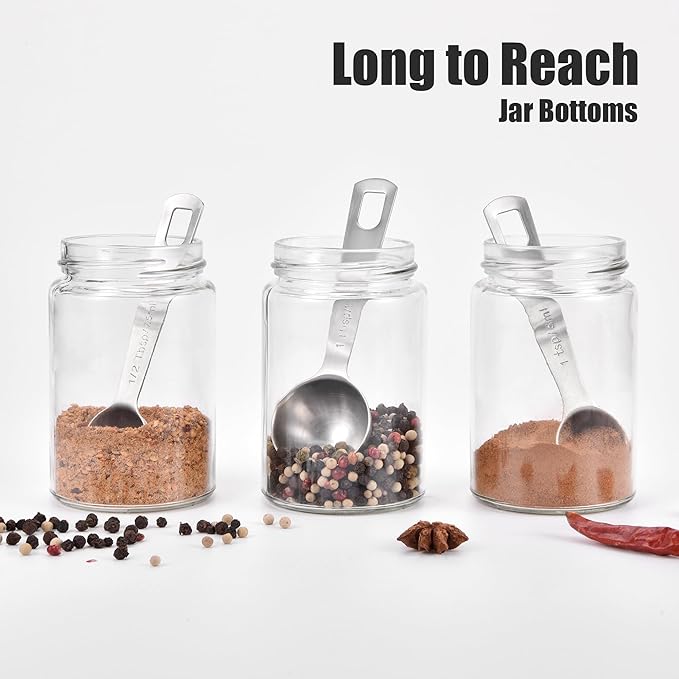 Doosu Measuring Spoons Set of 9-18/8 Stainless Steel Heavy Duty Teaspoons Tablespoons with Engraved Metric & US Measurements, Metal Measure Spoon for Dry and Liquid Ingredients, Dishwasher Safe