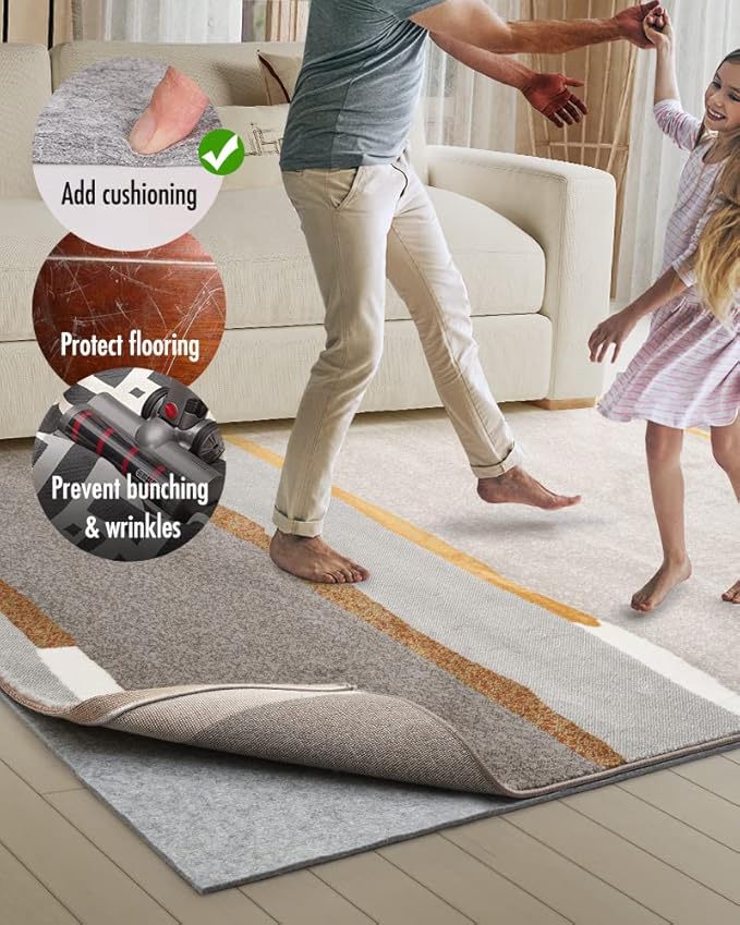 Non Slip Rug Pad Gripper - 2.6x8 Feet 1/8” Extra Thick Felt Under Rug for Runner Rugs and Hardwood Floors,Super Cushioned Non Skid Carpet Padding