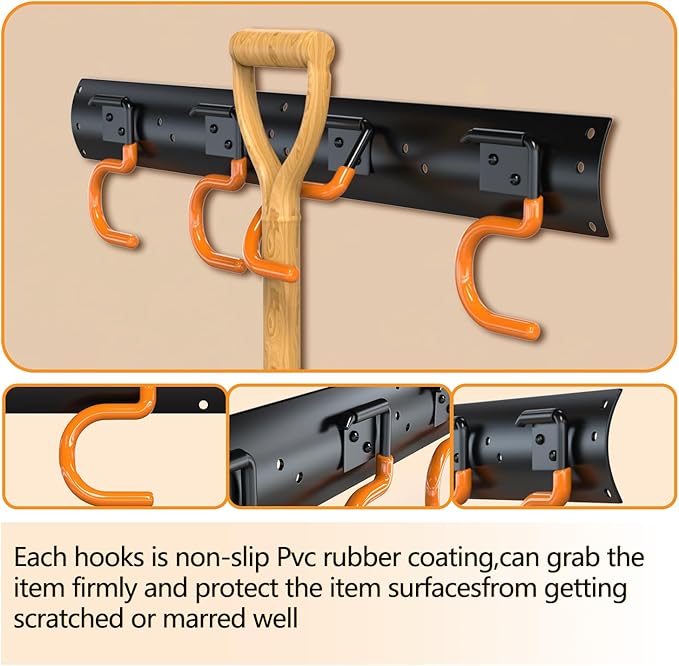3-H 24×16" All Metal Garden Tool Organizer, Garage Tool Organizer, Broom Holder Wall Mount for Garage, Shed, Garden, Basement Hanging and Organizing Rake, Mop, Shovel, Hose