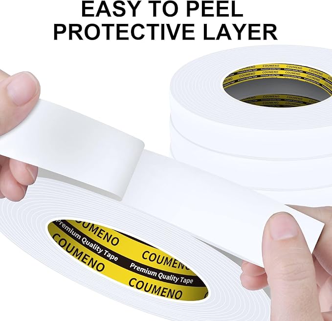 2 Pack Single-Sided Adhesive White Foam Tape 1.2inX16.4FT Single-Sided Sealing Strip Foam Pad Sponge Tape Window Weatherproof, Self-Adhesive Insulation Sealing Tape