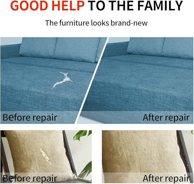 Fabric Repair Patches, 35X79 Inch Linen Repair Tape Self-Adhesive Fabric Patches Durable, DIY Large Linen Tape for Sofa, Couches, Furniture, Chair, Clothing （35X79 Inch, Grey）