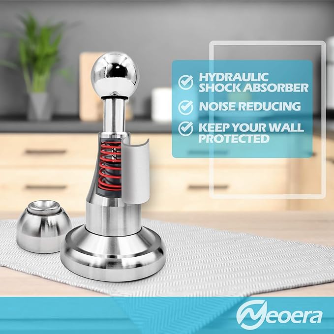 Neoera Magnetic Door Stopper, Updated Hydraulic Shock Absorbent Technology, Soft-Catch Magnetic Hold, Premium 304 Stainless Steel, Anti-Rust, Heavy Duty for Various Door Types, Wall Mount 3Pack
