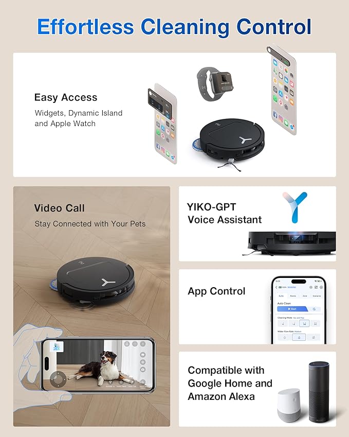 ECOVACS DEEBOT T50 PRO Omni Robot Vacuum and Mop, 3.19” Ultra-Slim, 15,000Pa Suction, ZeroTangle 2.0, TruEdge 2.0, AIVI 3D Obstacle Avoidance, Auto Mop Wash & Dry, Self-Emptying, Ideal for Pet Hair