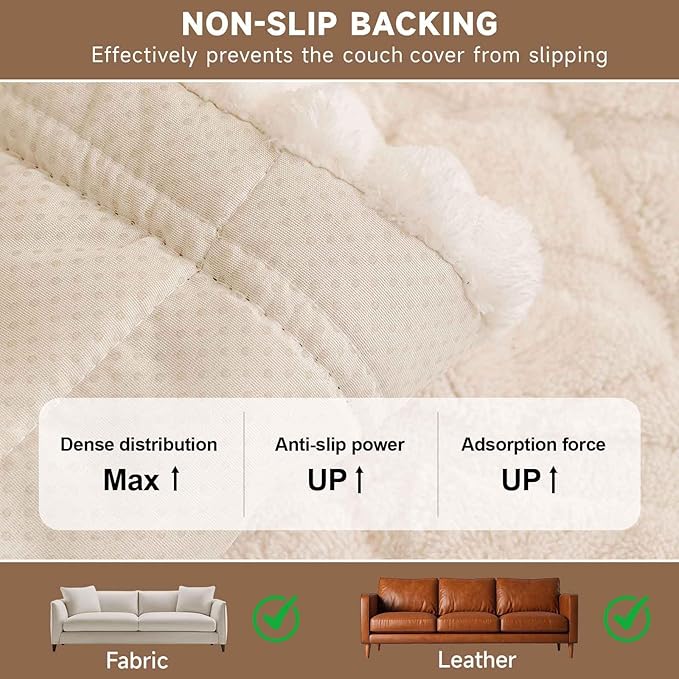 OTOB Couch Cover for Dogs Washable Pet Friendly, Non Slip Plush Funny Fuzzy Loveseat Sofa Cushion Slipcovers, All Seasons Geometric Jacquard Soft & Cozy Pet Bed Mat Protector (White, 27.6" x 47.2")