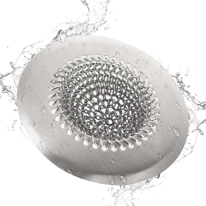 Sink Drain Strainer Kitchen Mesh Sink Strainer, Reversible Easy Clean Stainless Steel Large Kitchen Filter Trap Basket, Flippable Food Catcher for Garbage Disposal Without Clogging