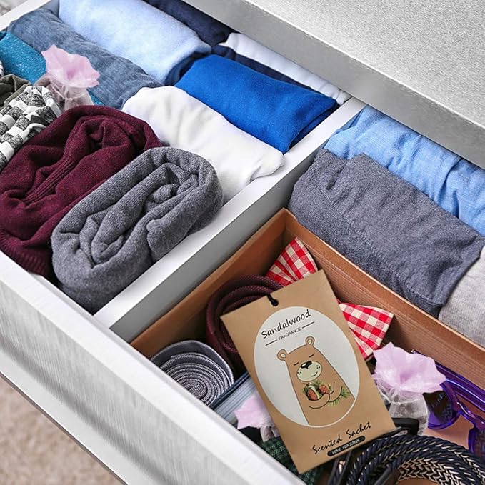 14 Packs Sandalwood Scented Sachets Bag for Drawer and Closet Gift Box