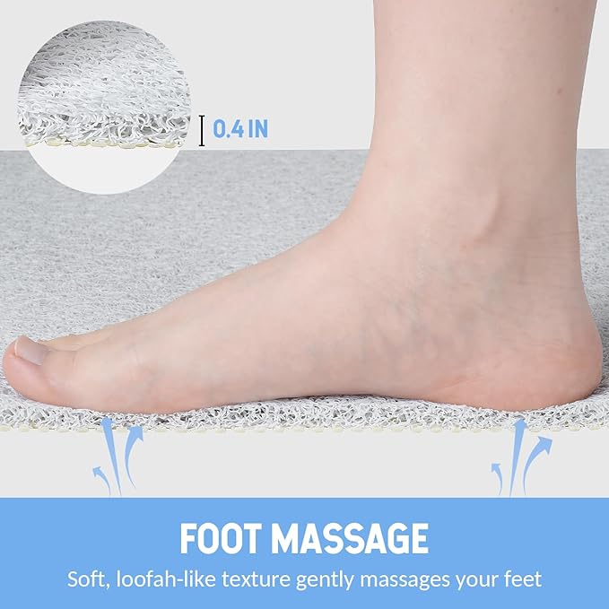 Non-Slip Bathtub Mat, Anti Slip Shower Mat, Fast Drying Bathtub Mats, Foot Scrubber Mat, Anti Slip Mat for Tub, Floor, Bathroom, Kitchen, Home, Hotel (White 40"×16")