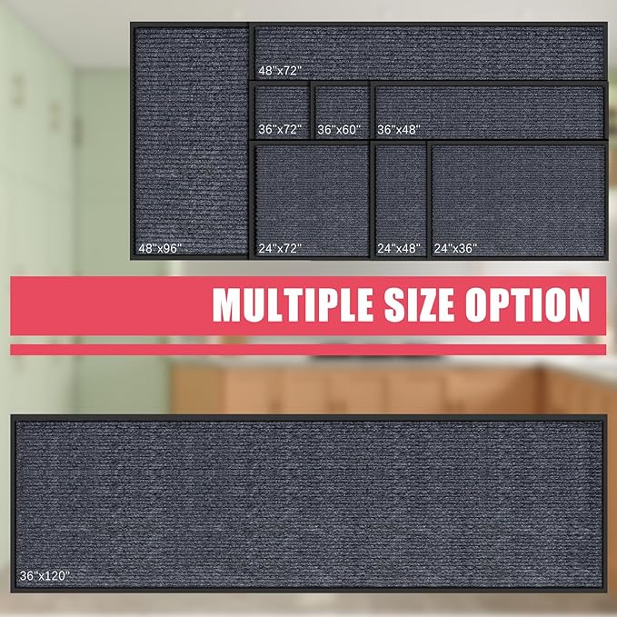 Kuyal Front Door Mat, 3'x4' Indoor Outdoor Entrance Mat, Commercial Floor Mats Inside Outside Entrance, Heavy Duty Durable Welcome Mats, Rubber Backing Non Slip Outdoor Mats for Entryway,Dark Gray