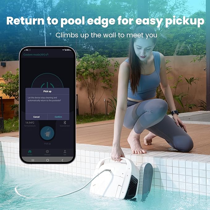 Poolmate Hydro 4 Cordless Robotic Pool Cleaner, Pool Cleaners for Inground Pools with APP Control, 4.1L Filter Basket, 210 Mins Runtime Pool Robot Vacuum Ideal for Aboveground Pools Up to 1614 sq.ft