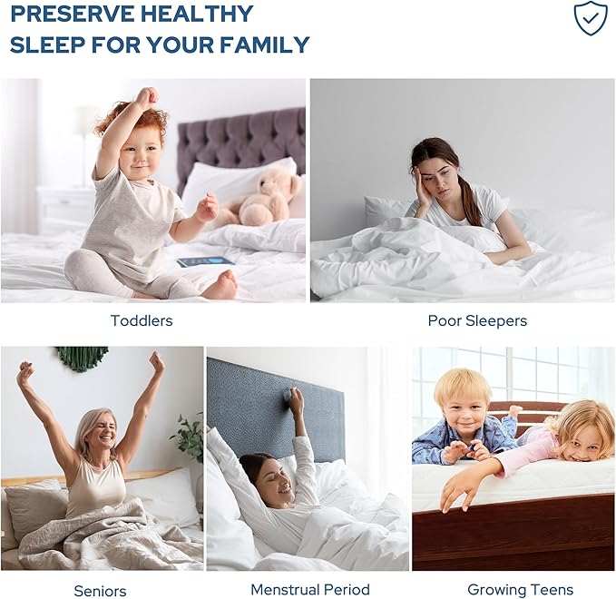BEDLORE Waterproof Mattress Protector, Full Size Noiseless Mattress Pad with Deep Pocket 6"-15" Depth, Soft Breathable Bed Mattress Cover Washable for Home, Bedroom, Hotel (Navy Blue)