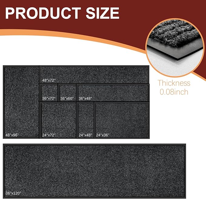 Vicwe Indoor Outdoor Door Mat, 3'x6' Heavy Duty Front Door Mat, Non-Slip Washable Doormats Entrance Mats, Dirt Resistant and Absorbent Doormat, Commercial Outdoor Entrance Floor Mat for Home Office