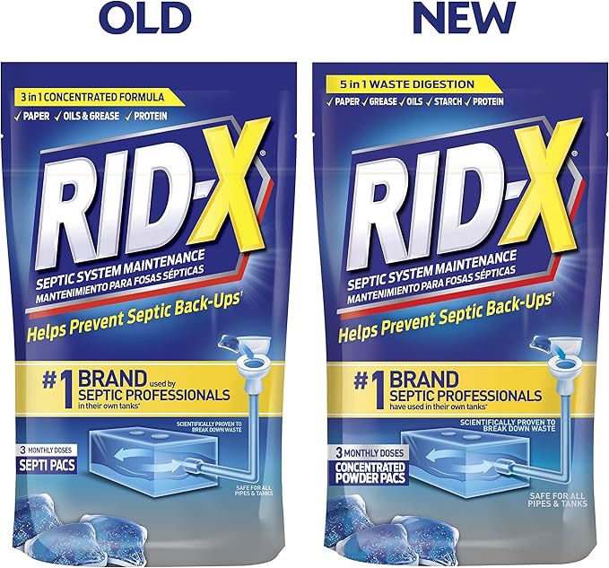 Rid-X Septic System Treatment, Septic Tank Treatment, 3-Monthly Supply Dual Action Septi-Pacs - 3.2 oz (Pack of 2)