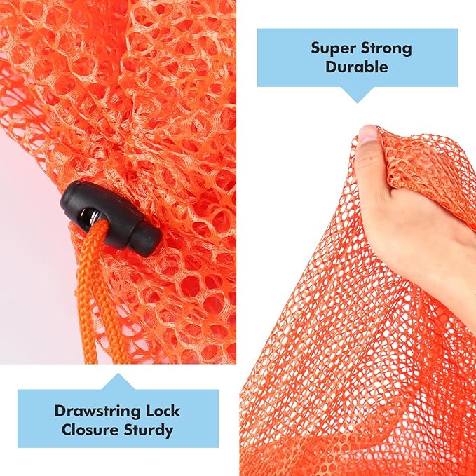 3Pcs Mesh Laundry Bags Washing Machine Mesh Wash Bags Jumbo for Delicates Clothes,Bed Linen,Toys with Drawstring Closure Sturdy(3 XXLarge 28 x 26 Inches, Orange)