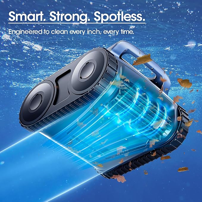 Cordless Robotic Pool Vacuum, Pool Cleaner with Track Drive & Sonar Navigation, 180W Brushless Motor, Wall & Waterline Climbing, 150-Min Runtime, for Inground & Above-Ground Pools up to 2150 Sq. Ft.