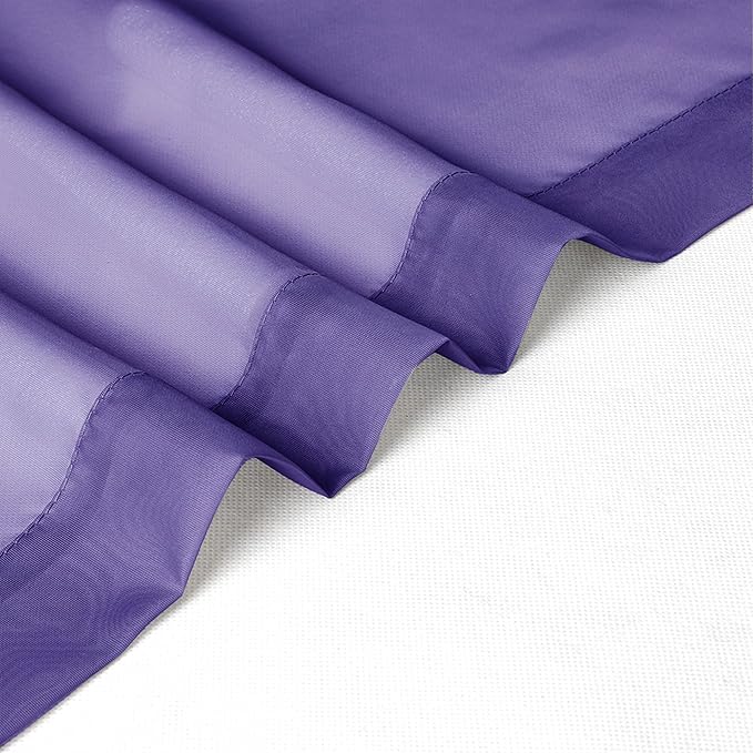 Chyhomenyc Purple Sheer Curtains 54 Inch Long 2 Panels, Light Filtering Rod Pocket Voile Short Curtains Drapes for Living Room Bedroom Small Windows, 42Wx45L Inches