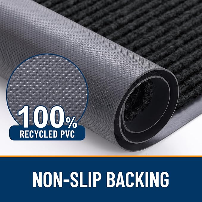 OLANLY Front Door Mat Indoor Outdoor Entrance, Waterproof Heavy Duty Doormat, Fade Resistant, Low Profile, Easy Clean Patio Porch Welcome Floor Mats for Entry, 59x23, Black