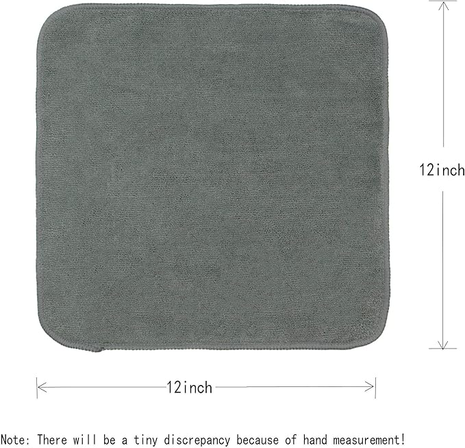 Microfiber Dish Cloths Fast Drying Kitchen Cleaning Cloth Dish Rags Dust Cloths Ultra Absorbent Lint Free Washcloths with Poly Scrub Side 12inch x 12inch 8 Pack (Gray)