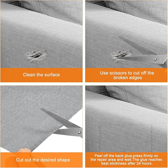 Repair Patches Repair Tape Self-Adhesive DIY Repair Patch Linen Gear Patch for Sofa, Furniture, Chair, Clothing,Tents,3x60 Inch,Deep Grey