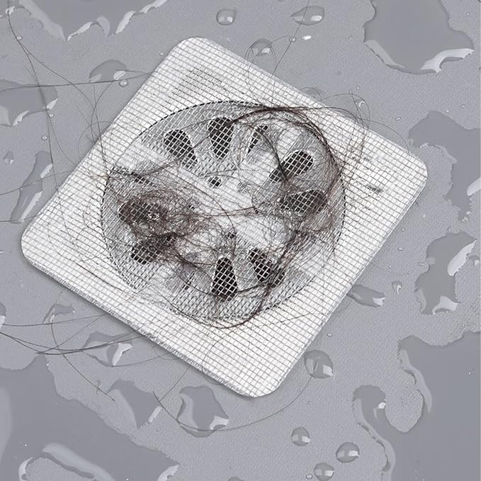 60PCS Disposable Shower Drain Cover Hair Catcher Shower Drain Mesh Stickers,4 X 4 Inch Disposable Floor Drain Sticker,Suitable for Bathroom, Bathtub, Kitchen Sewer Outlets.
