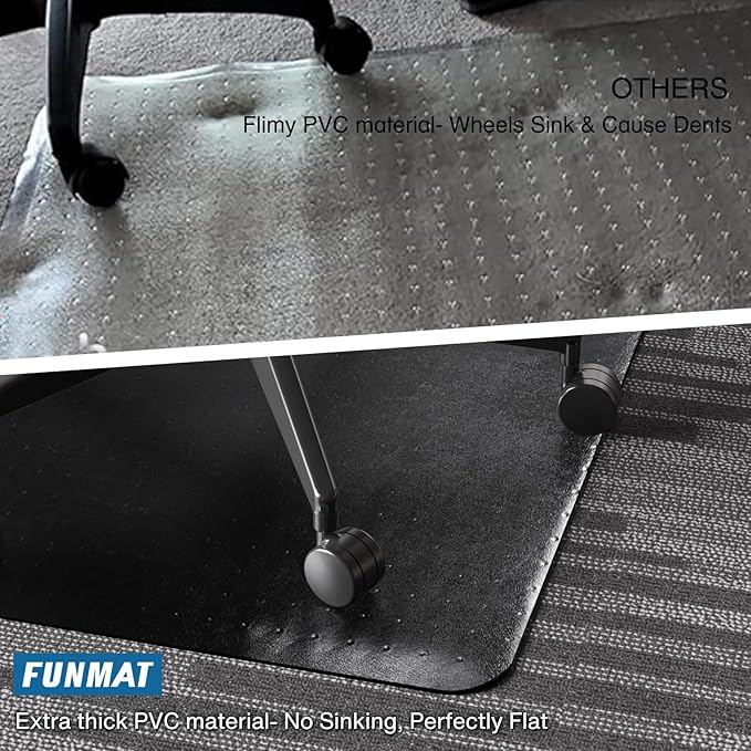 Chair Mat for Carpet, 46" x 60" Desk Chair Mat for Carpeted Floors, Non-Slip Office Vinyl Mat for Carpet with Studded, Easy Glide Heavy Duty Floor Protector Mat for Home Office, Black