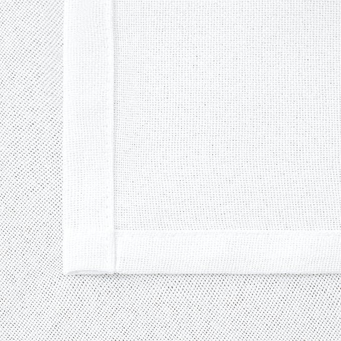 YoungsTex White Linen Curtains 80 Inch Length for Living Room, Light Filtering Semi Sheer Window Drapes Rod Pocket Back Tab Curtain for Bedroom Office Rustic Privacy, 2 Panels, 52 X 80 Inch