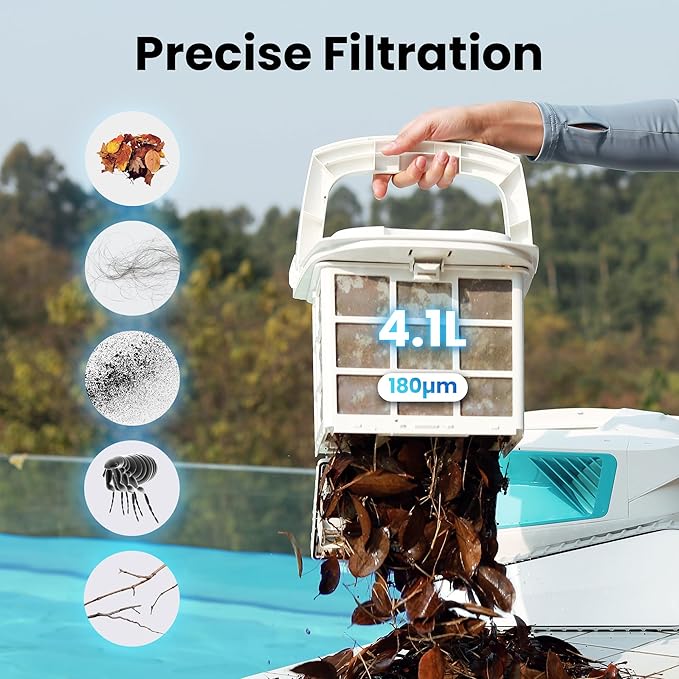 Poolmate Hydro 3 All-in-one Pool Vacuum Robot, 200mins Runtime Cordless Pool Cleaner, 2 150W Brushless Motor+Floor/Wall/Waterline Scrubber Brush,Ideal for Inground/Above-Ground Swimming Pools