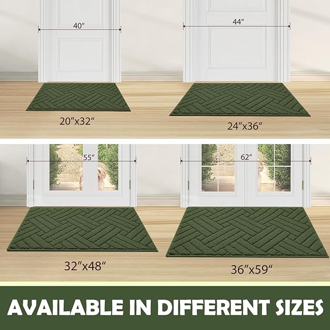 Door Mat Indoor Doormat, Entryway Rug Door Mats Non-Slip Rubber Backing, Low-Profile Entrance Rugs, Absorbent Resist Dirt Doormats Washable Floor Door mat for Entryway,Green 20"x31.5"