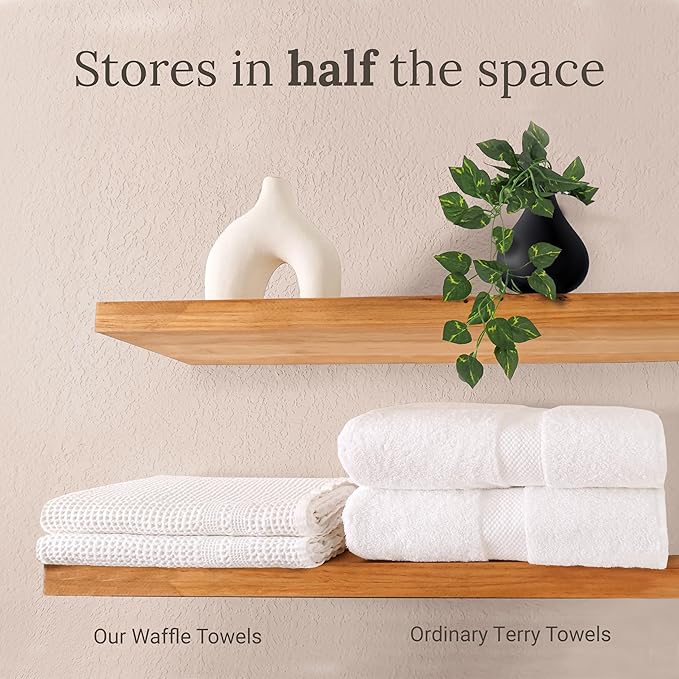 GILDEN TREE Waffle Hand Towels for Bathroom Quick Dry Towel Super Absorbent Thin 100% Cotton Hand Towels Lint Free, Hand Towels for Bathroom Set of 2, Classic Style (Cream)
