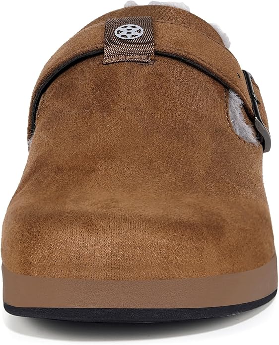 Fur Lined Clogs for Women Men Suede Winter Slippers Arch Support Slip on Mules Potato Shoes with Removable Cushion Footbed Warm Home House Shoes