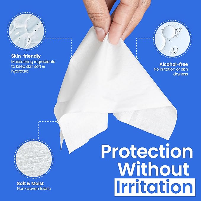 Safe n' Simple No Sting Skin Prep Wipes - 75 Individual 2" x 2" Ostomy Barrier Film Wipes - Skin Prep Protective Wipes - Bandage Medical for Skin