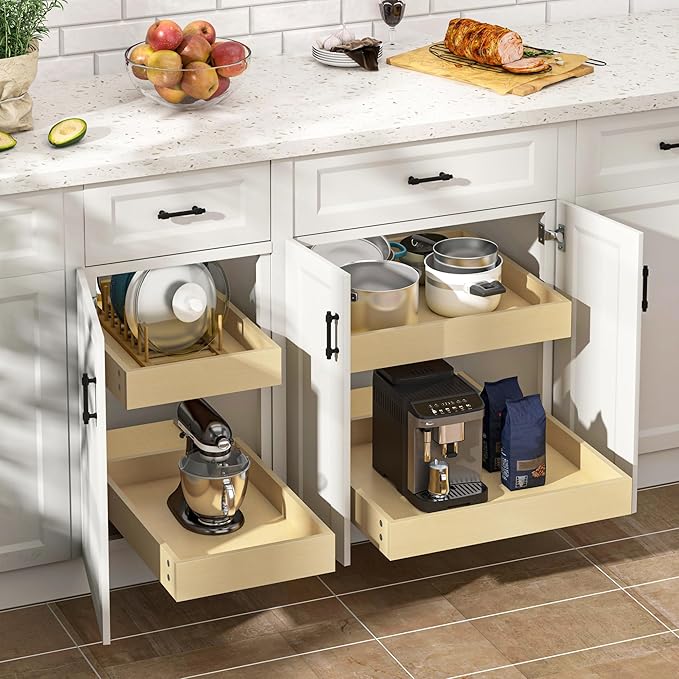 WelFurGeer Soft Close Pull Out Cabinet Organizer, 20" W x 22" D Cabinet Roll Out Drawers, Smooth Slide-Out Shelves for Kitchen Cabinets, Durable Pullout Drawers for Home & Kitchen Organization