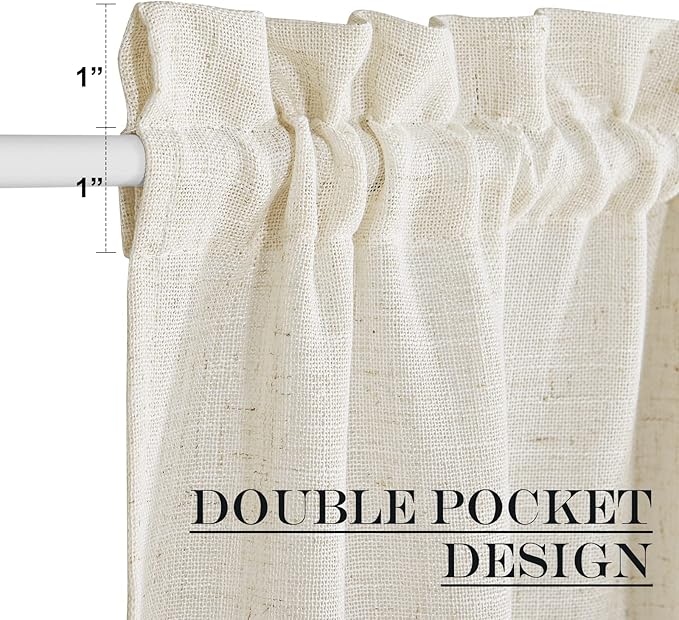 NICETOWN Sheer Door Curtains for Window, Farmhouse Sidelight Window Treatment Curtains for Narrow Glass Door/Kitchen/Front Door Linen Textured 26 x 80 Inches with Tieback, Linen, 1 Panel