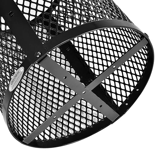 Global Industrial Outdoor Diamond Steel Trash Can with Flat Lid and Plastic Liner, 36 Gallon Capacity, Black, Thermoplastic Coating, 23-1/2" Diameter, 30" H