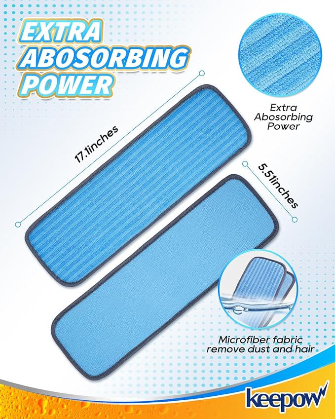 KEEPOW Steamer Microfiber Pad Compatible with Wagner 905e, 915e and 925e, Reusable Microfiber Cleaning Replacement Pads for Multi-Surface Floor Cleaning for Powerful, 2 Pack (Mop is Not Included)