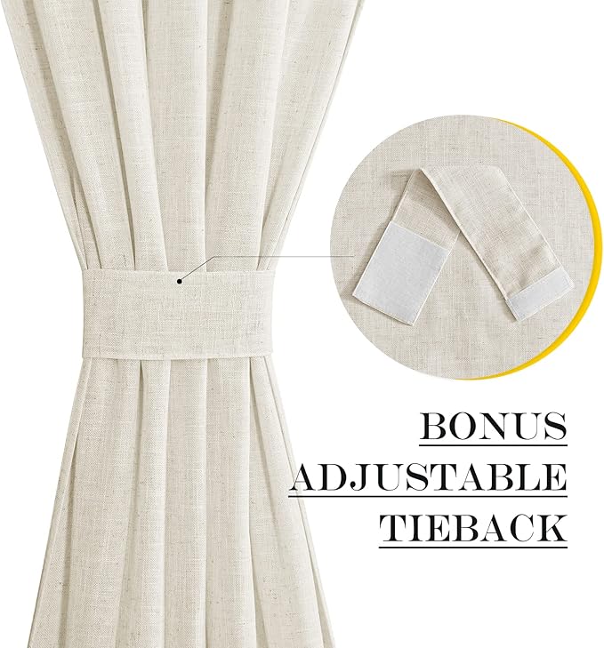 NICETOWN Flax Linen Burlap Door Curtains for Windows, Sheer French Door Cover 72 inch Length for Kitchen, Farmhouse Inusalted Curtain for Doorway/Sliding, 1 PC, 30 x 72 Inches