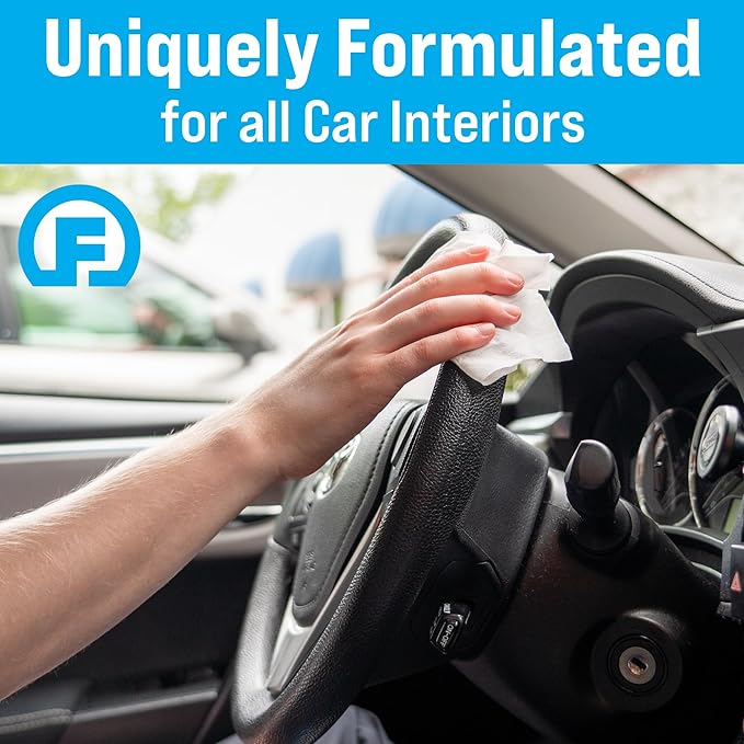 Fortress Car Interior Wipes (25 ct, Pack of 3) for Car Interior Cleaning, Dashboard, Seats, Detailing, and Steering Wheel [Travel Size] Skin-Safe Car Interior Cleaner Supplies