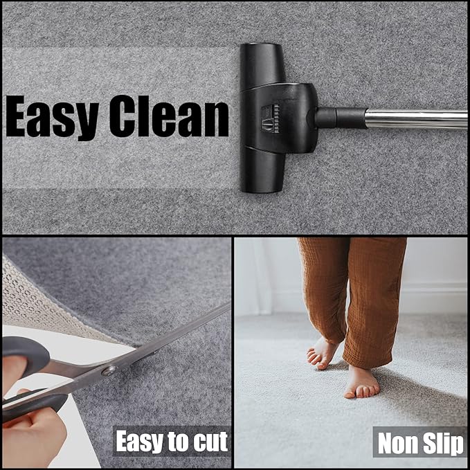 Non Slip Rug Pad Grippers - 6x9, 1/4" Thick, Felt + Rubber Double Layers Area Carpet Mat Tap, Provides Protection and Cushioning for Hardwood or Tile Floors