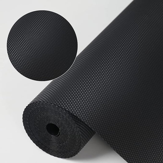 HooTown Shelf Liner Kitchen Cabinet Drawer Mats 23.6 Inch Wide x 78.7 inches Long, Non Slip EVA Plastic Water Resistant Pad for Bathroom Drawers,Shoe Shelves, Under Sink, Black