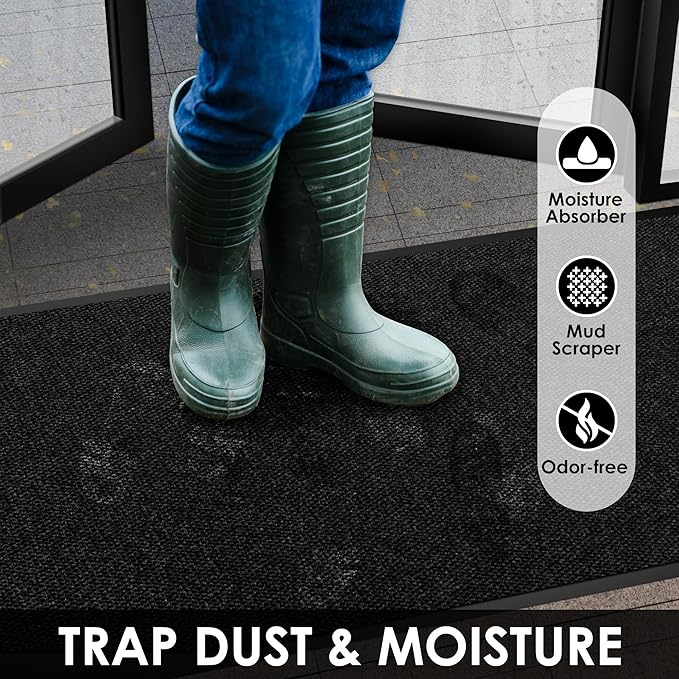 4′ x 15′ Front Door Mat Indoor Outdoor Entrance, Commercial Floor Mat Heavy Duty Dirt Trapper Entryway Doormat, Custom Size Non Slip Rubber Backing Welcome mat, Door Mat for High Traffic Area