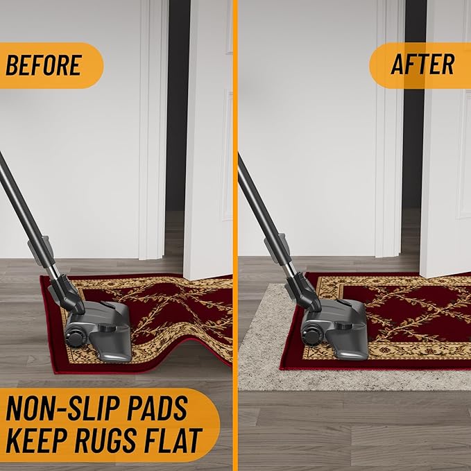 Ottomanson 7'8" x 11' Non-Slip Rug Pad Gripper 1/12 Inch Ultra Thin Dual Surface Felt + Rubber Gripper - Safe for All Floors, Cream