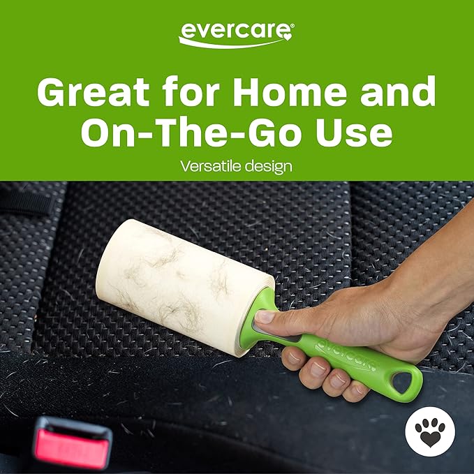 Evercare All Purpose Pet Hair Lint Roller, 100 Sheets – Reusable Sticky Roller for Pet Hair, Cat & Dog Hair Remover, Lint Remover, Pet Hair Remover for Furniture, Clothing & Cars