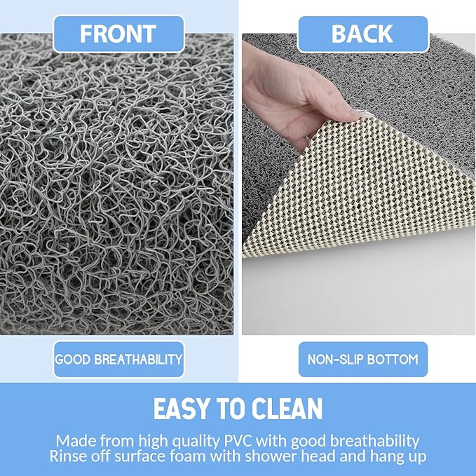 Non Slip Bathtub Mat, Anti Slip Shower Mat, Quick Drying Bath Tub Mats, Foot Scrubber Mat, Anti Slip Mat for Tub, Floor, Bathroom, Home, Kitchen, Hotel (Grey 32”x17”)