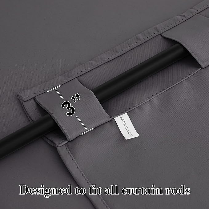 RYB HOME Kitchen Window Curtains - Blackout Privacy Half Window Curtains for Bedroom Bathroom Dining Living Room Cafe Office Short Tiers Drapes, W 34 x L 36 inches, 2 Panels, Grey
