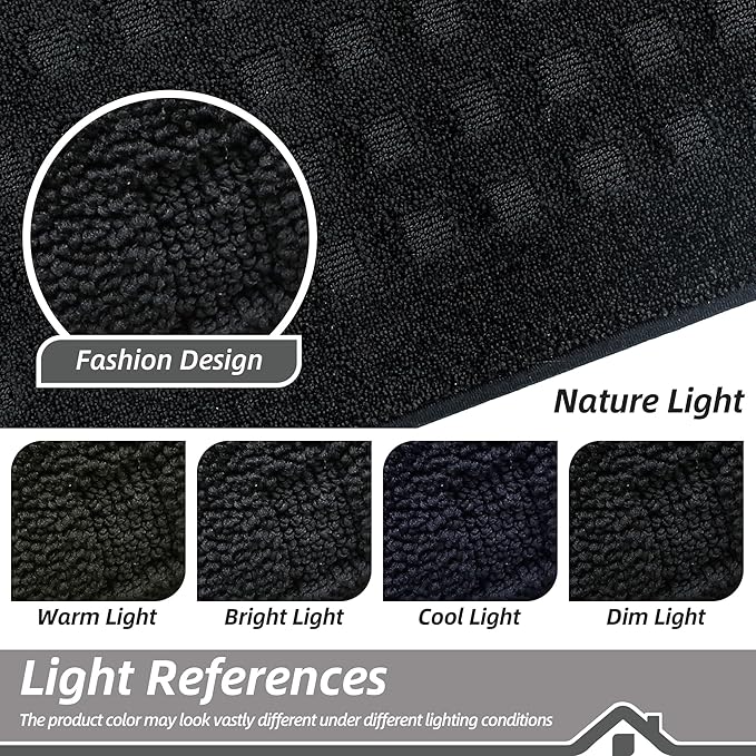 BEQHAUSE Waffle Door Mats Indoor 32"x48", Dog Mat for Muddy Paws Absorbent and Dirt Resist Floor Mats Non-Slip Washable Rugs for Entryway, Welcome Mat for Front Back Door, Muddy Wet Shoes, Black