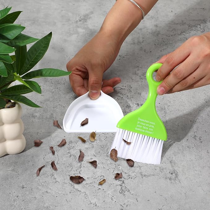 3 Pcs Mini Broom and Dustpan Set, Compact Cleaning Sweep, Mini Broom and Brush Set for Table Desk Car Keyboard Countertop