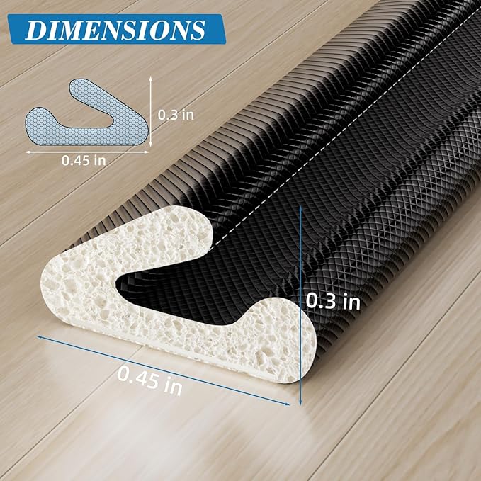 V-Shaped Weather Stripping Door Seal, 52.5FT Draft Stopper for Doors/Windows, Gaps, Dustproof, Soundproof & Thermal Insulating, Noise-Reducing, Light-Blocking Door Gap Filler