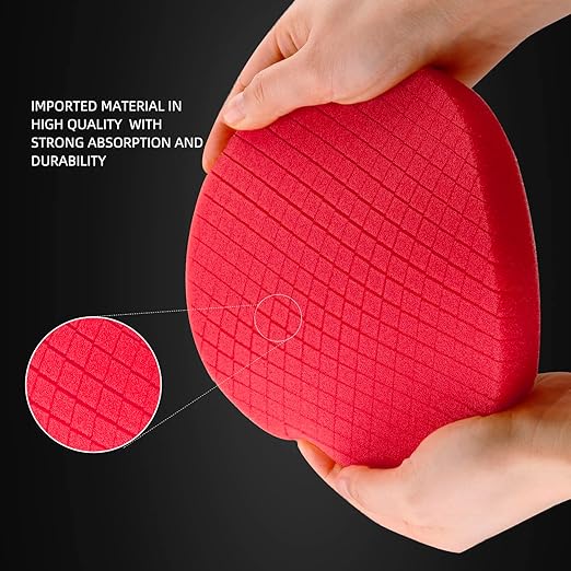 Red Finish Polishing Pads, Buffing Pads, SPTA 3Pcs 6.5 Inch Face for 6 Inch 150mm Backing Plate Compound Buffing Sponge Pads for Car Buffer Polisher Compounding, Polishing and Waxing -X00224R6B3