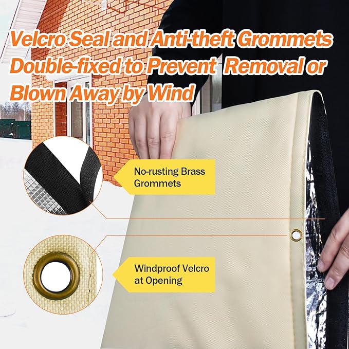 Backflow Preventer Pipe Insulation Cover (5°F) - Irrigation Sprinkler Valve Insulated Pouch - Water Well Pump Cover - Sturdy 5 Layers for Winter Freeze Protection, 26" W x 40" H, Beige