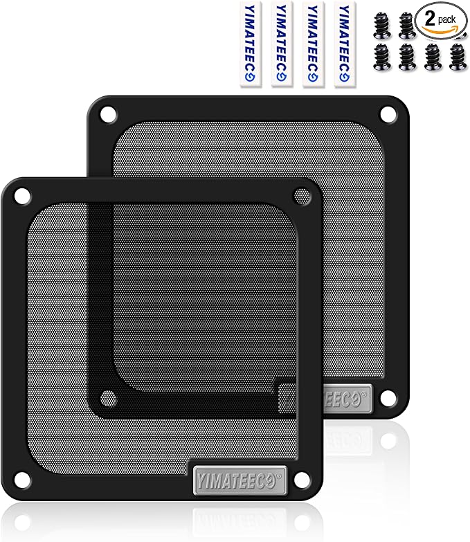140mm PC Dust Filter for Computer Cooler Fan/PSU/Routers PVC 50 Mesh, Magnetic Dust Mesh Computer Fan Filter Grills with Screws Dustproof Case Cover (PVC V4.0, 140 * 140mm, 2pcs, Black)