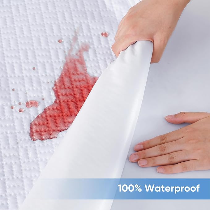 Cooling Waterproof Mattress Protector King Size, Mattress Cover 3D Air Fabric Mattress Pad Cover Smooth Soft Breathable Noiseless, 8''-21'' Deep Pocket